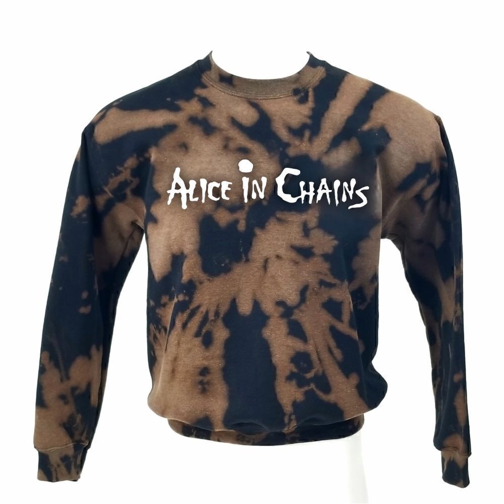ALICE IN CHAINS Rock Band Acid Washed Distressed Pullover Crewneck Sweatshirt og